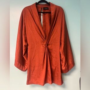 Storia Burnt Orange/ Bronze Kimono Dress Long Sleeve size Medium